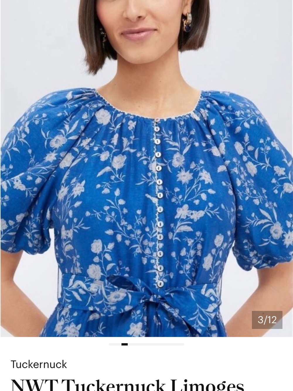 Tuckernuck Blue Floral Tiered Midi Dress with Tie Waist - Picture 2 of 10